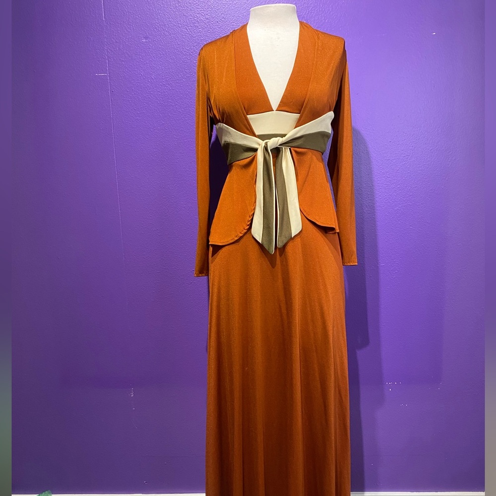 70’s burnt Orange Maxi Dress with jacket